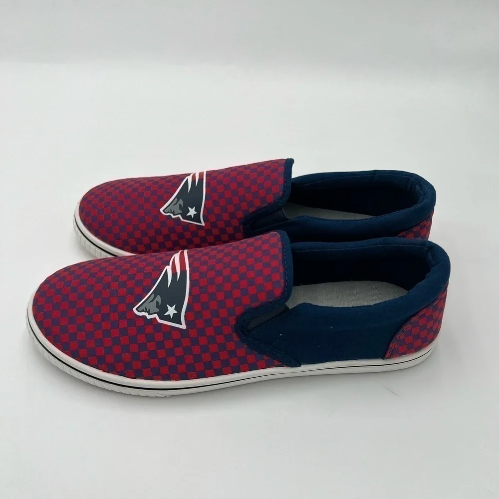 New England Patriots Checkered Canvas Slide-On Slippers – Size 11
